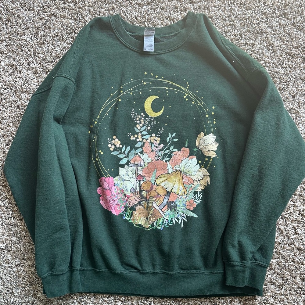 Mushroom and floral crewneck